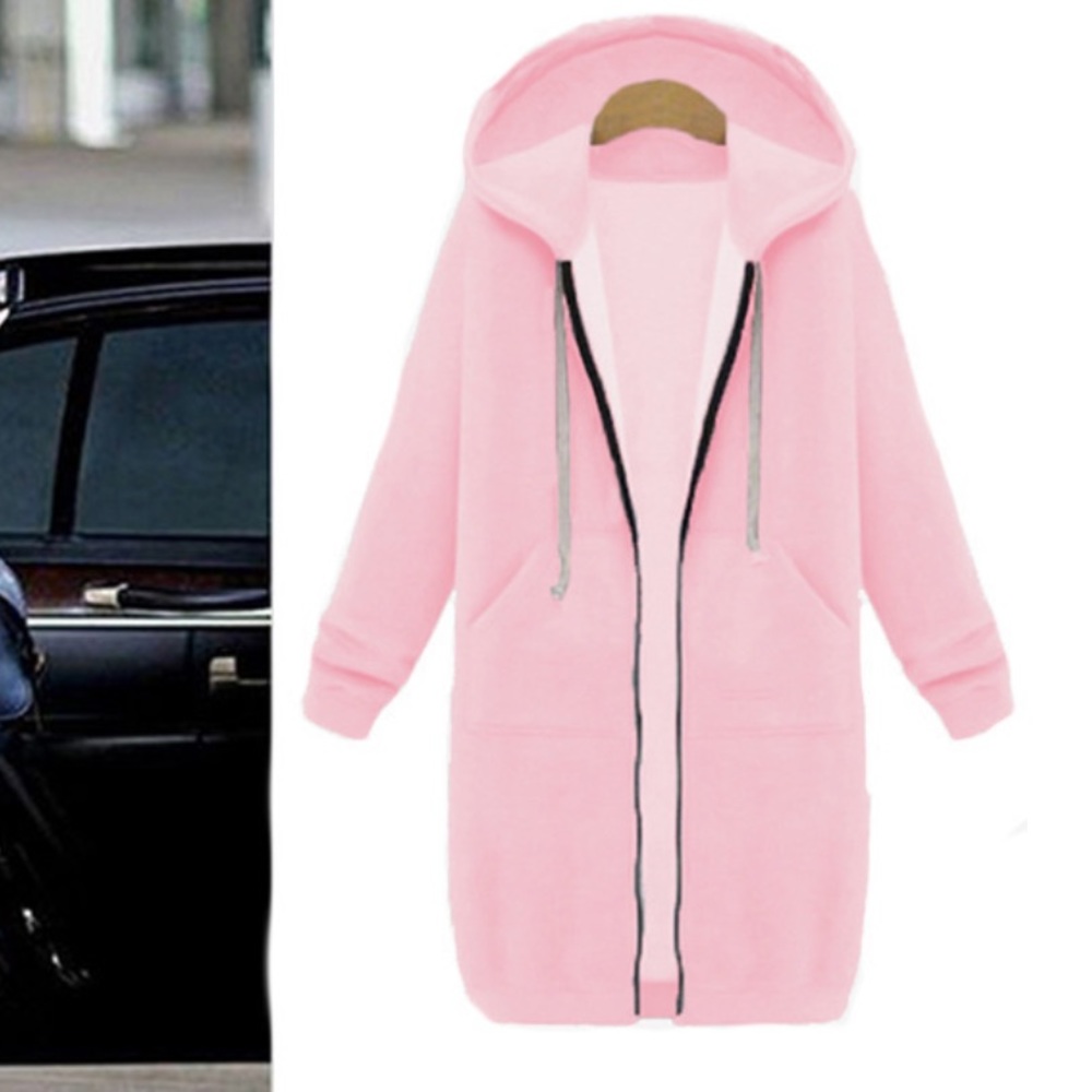 NEW! Light Pink Maxi Zip Up Hopdie Sweater Dress - Picture 5 of 5